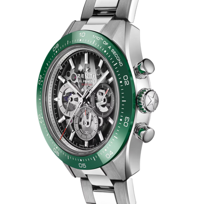 Zenith Chronomaster Sport 41mm Green Ceramic Bezel Skeleton Dial