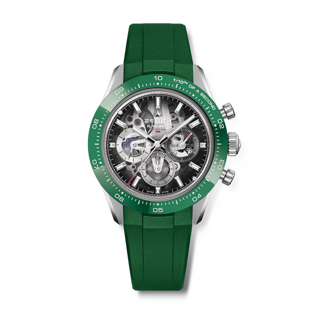 Zenith Chronomaster Sport 41mm Green Ceramic Bezel Skeleton Dial