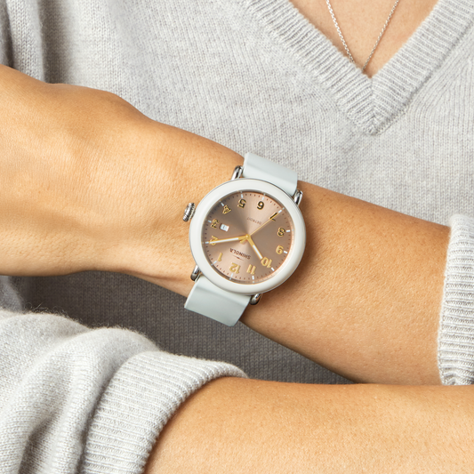 Shinola Detrola 41mm Nude Dial Cream Rubber Strap Watch
