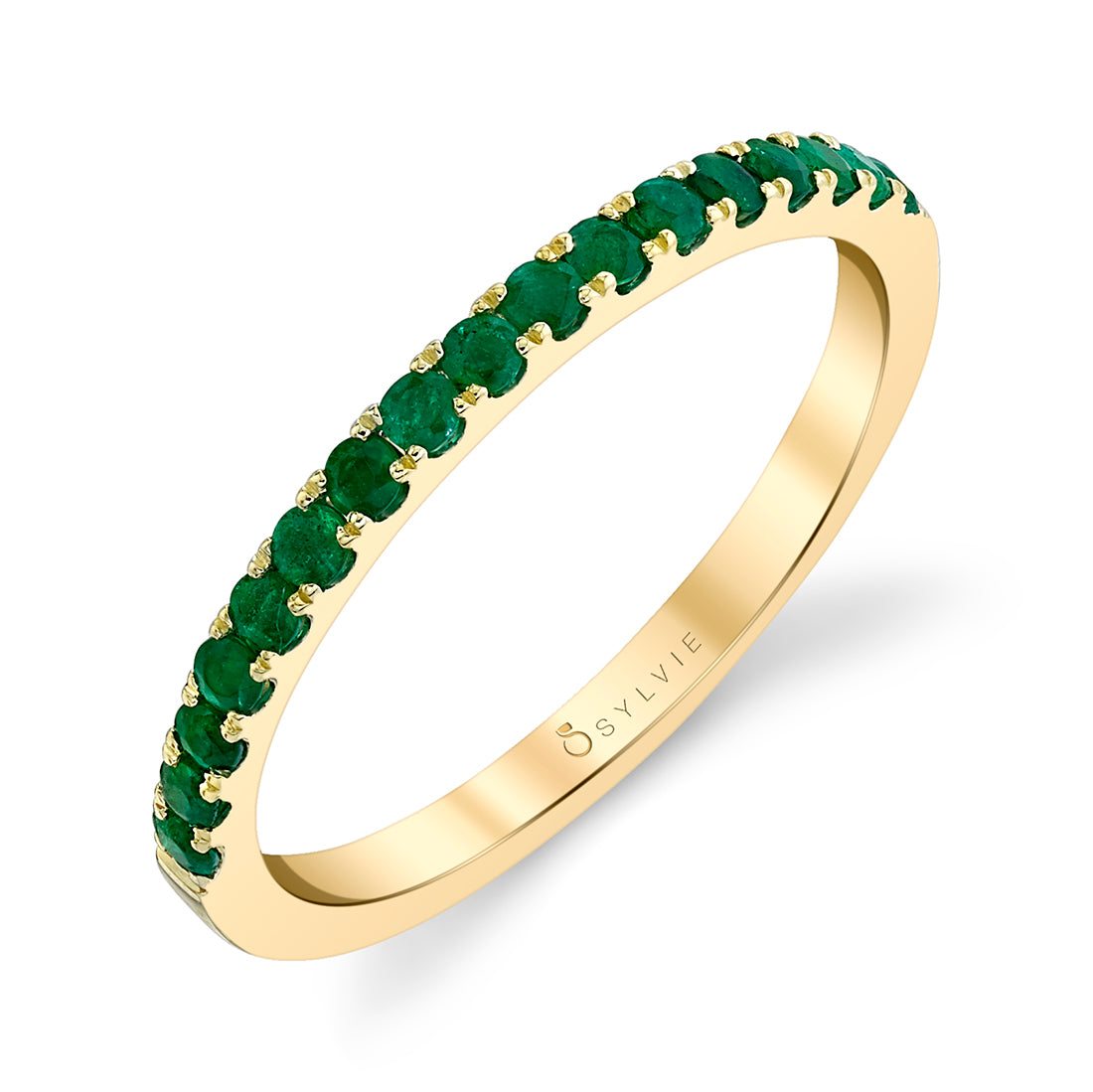 Sylvie 18K Yellow Gold Emerald Wedding Ring