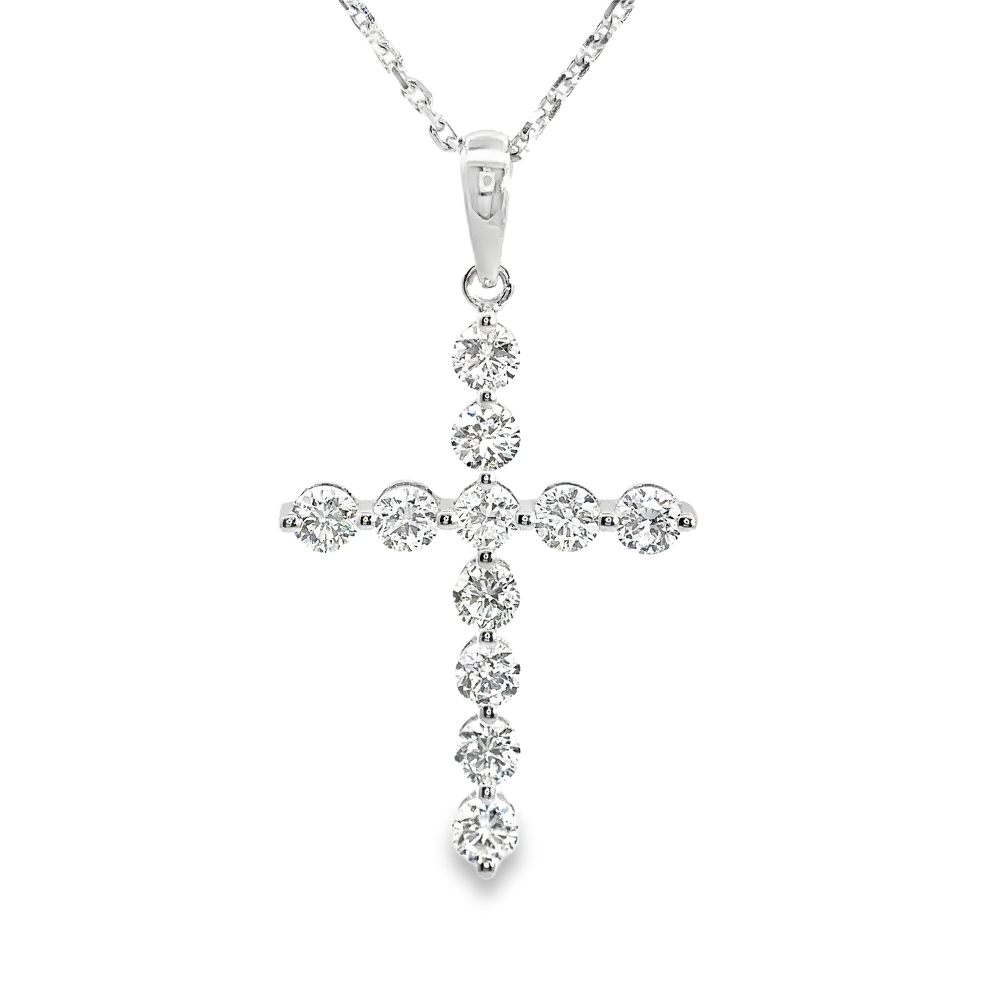 Ella Rose 14K White Gold 1.07ct Lab-Grown Diamond Cross Pendant Necklace