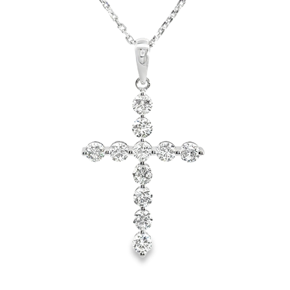 Ella Rose 14K White Gold 1.07ct Lab-Grown Diamond Cross Pendant Necklace