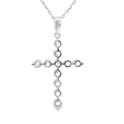 Ella Rose 14K White Gold 1.07ct Lab-Grown Diamond Cross Pendant Necklace