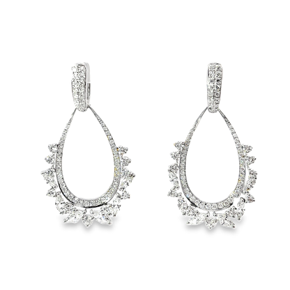 Kwiat Open Pear Shape Diamond Drop Earrings 18K White Gold