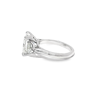 KJ5 Platinum GIA Certified 5.10ct Asscher Cut Three-Stone Diamond Engagement Ring