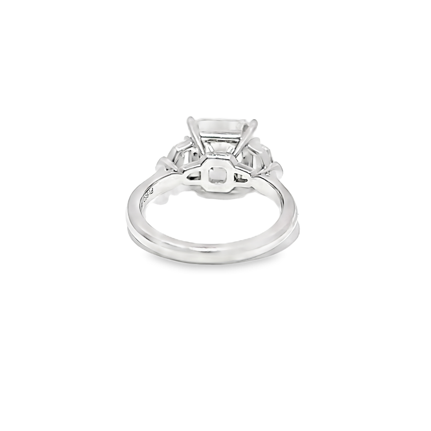 KJ5 Platinum GIA Certified 5.10ct Asscher Cut Three-Stone Diamond Engagement Ring