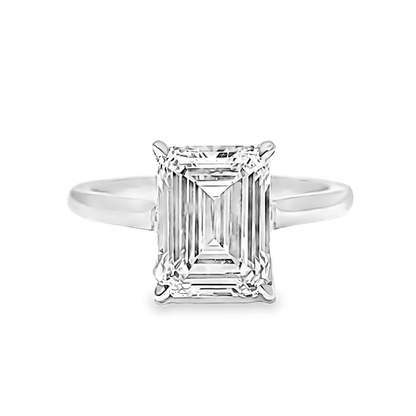 KJ5 Platinum GIA-Certified 3.43ct Emerald Cut Diamond Solitaire Engagement Ring
