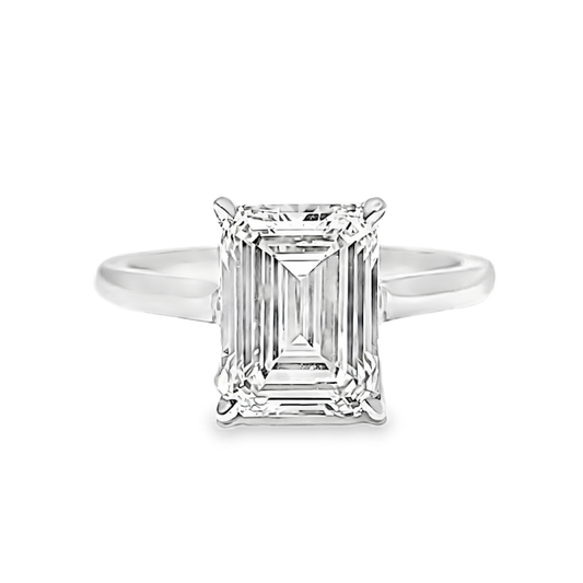 KJ5 Platinum GIA-Certified 3.43ct Emerald Cut Diamond Solitaire Engagement Ring