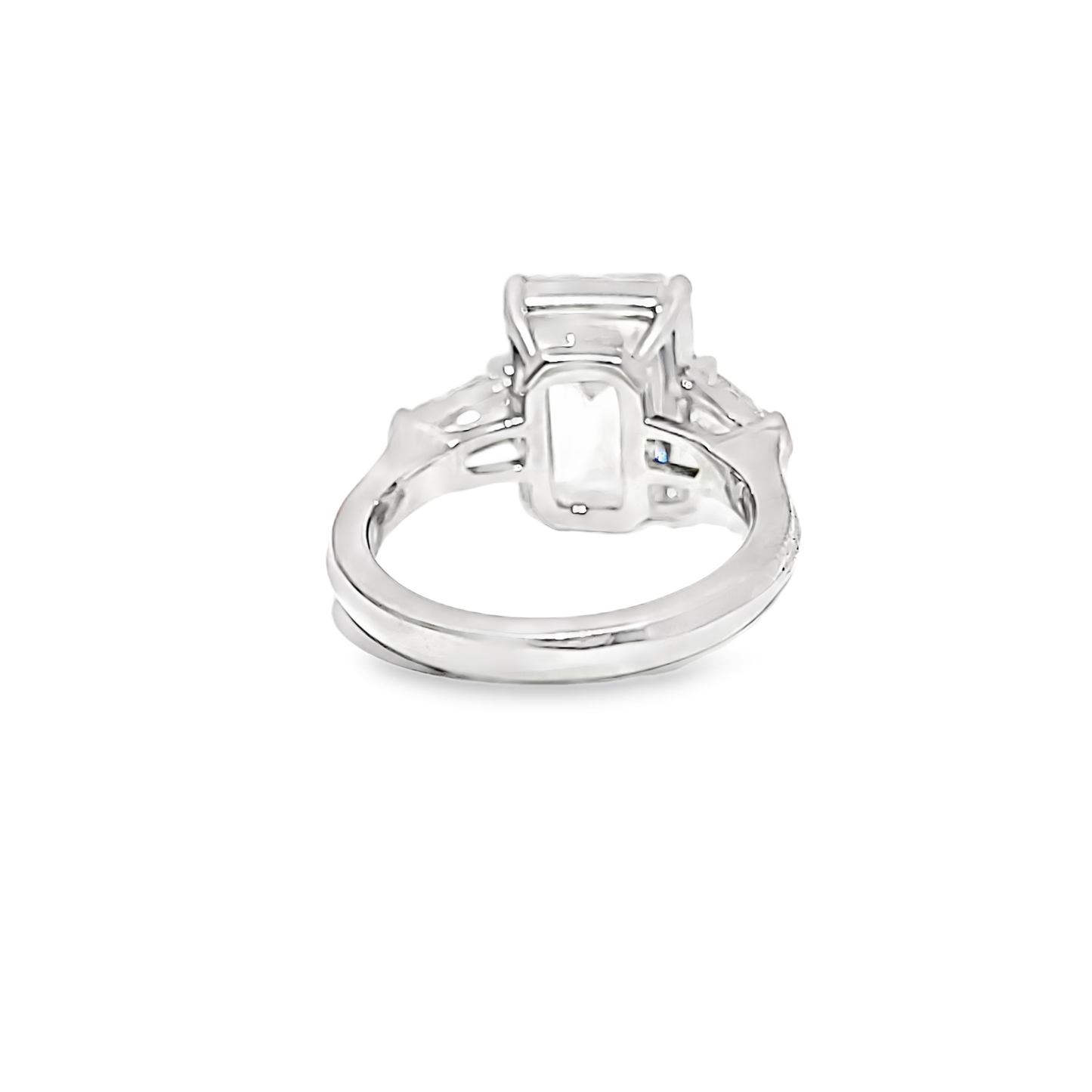 KJ5 Platinum GIA Certified 6.88ct Emerald Cut Diamond 3-Stone Engagement Ring