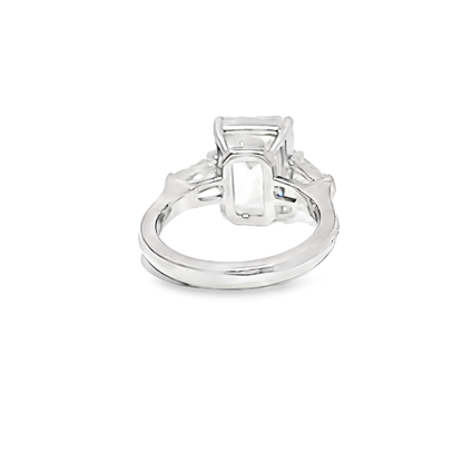KJ5 Platinum GIA Certified 6.88ct Emerald Cut Diamond 3-Stone Engagement Ring