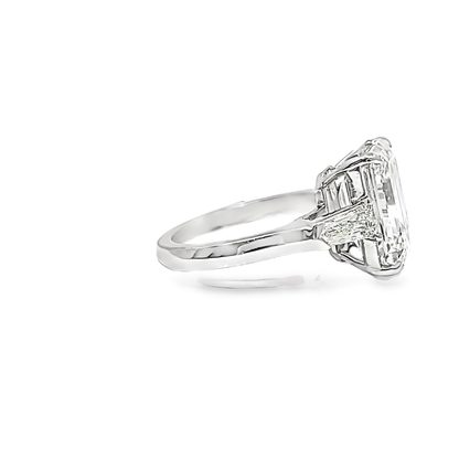 KJ5 Platinum GIA Certified 6.88ct Emerald Cut Diamond 3-Stone Engagement Ring