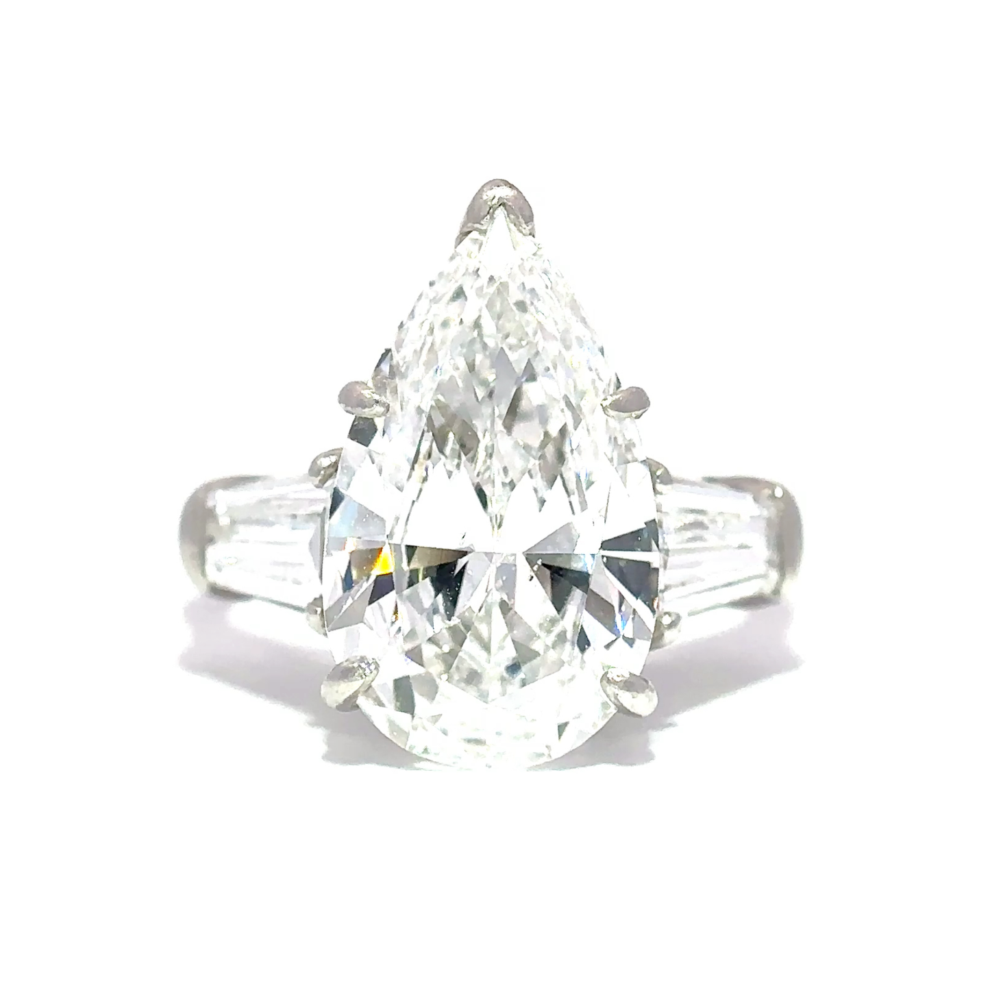 KJ5 Platinum GIA Certified 6.75ct Pear Shape Diamond 3-Stone Engagement Ring