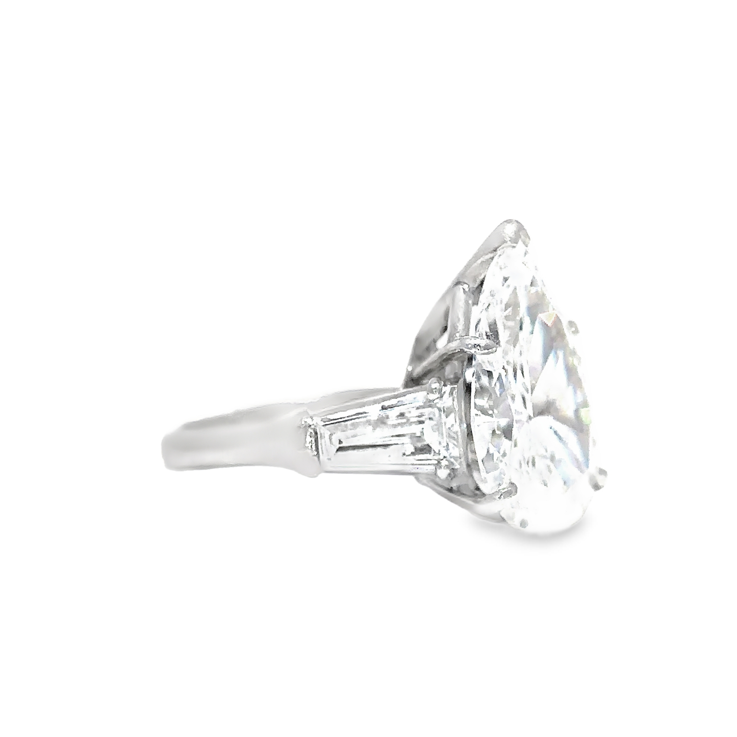 KJ5 Platinum GIA Certified 6.75ct Pear Shape Diamond 3-Stone Engagement Ring