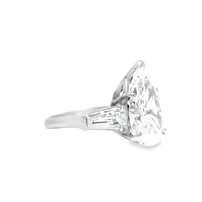 KJ5 Platinum GIA Certified 6.75ct Pear Shape Diamond 3-Stone Engagement Ring