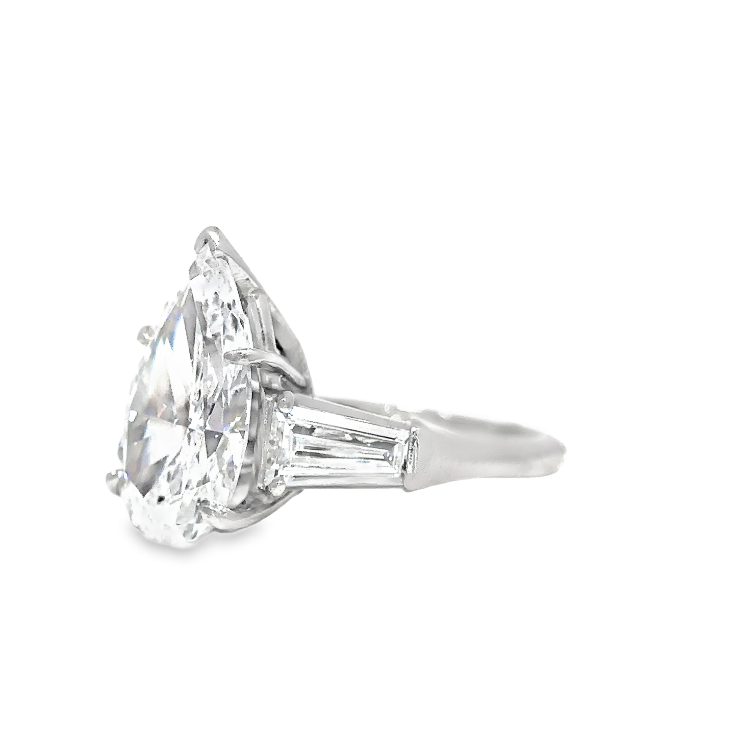 KJ5 Platinum GIA Certified 6.75ct Pear Shape Diamond 3-Stone Engagement Ring
