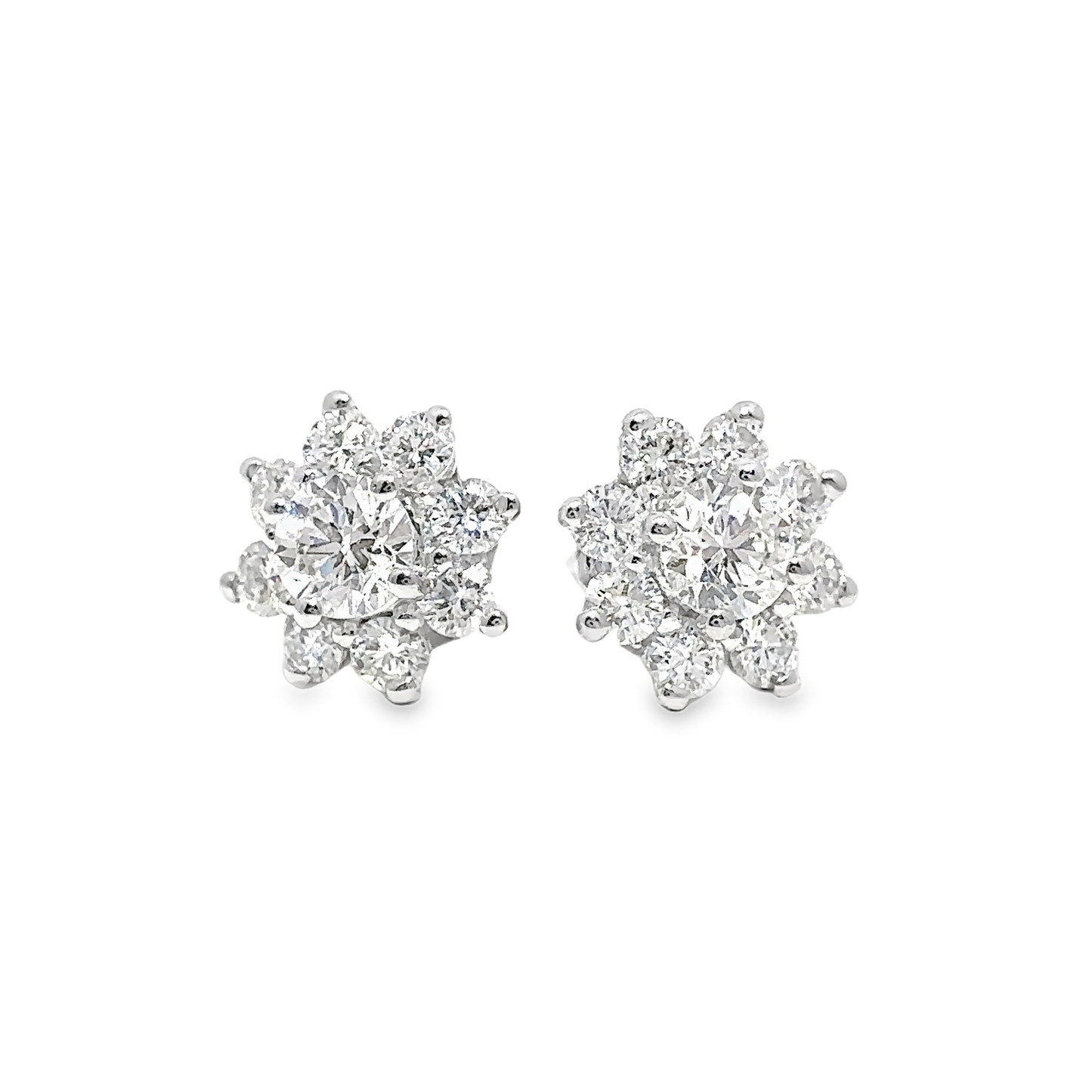 A. Link 1.12ct Flower Diamond Stud Earrings 18K White Gold