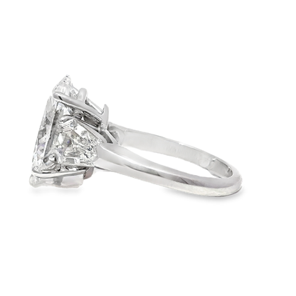 KJ5 Platinum GIA Certified 6.43ct Oval Diamond 3-Stone Engagement Ring
