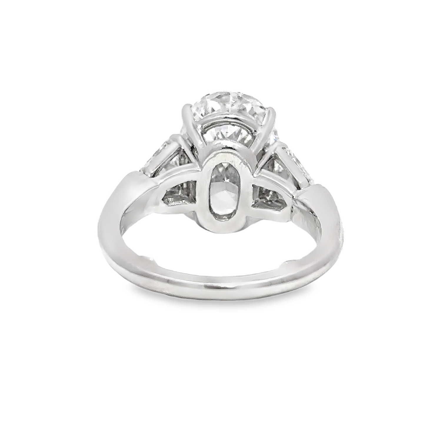 KJ5 Platinum GIA Certified 6.43ct Oval Diamond 3-Stone Engagement Ring