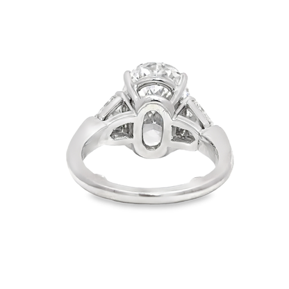 KJ5 Platinum GIA Certified 6.43ct Oval Diamond 3-Stone Engagement Ring