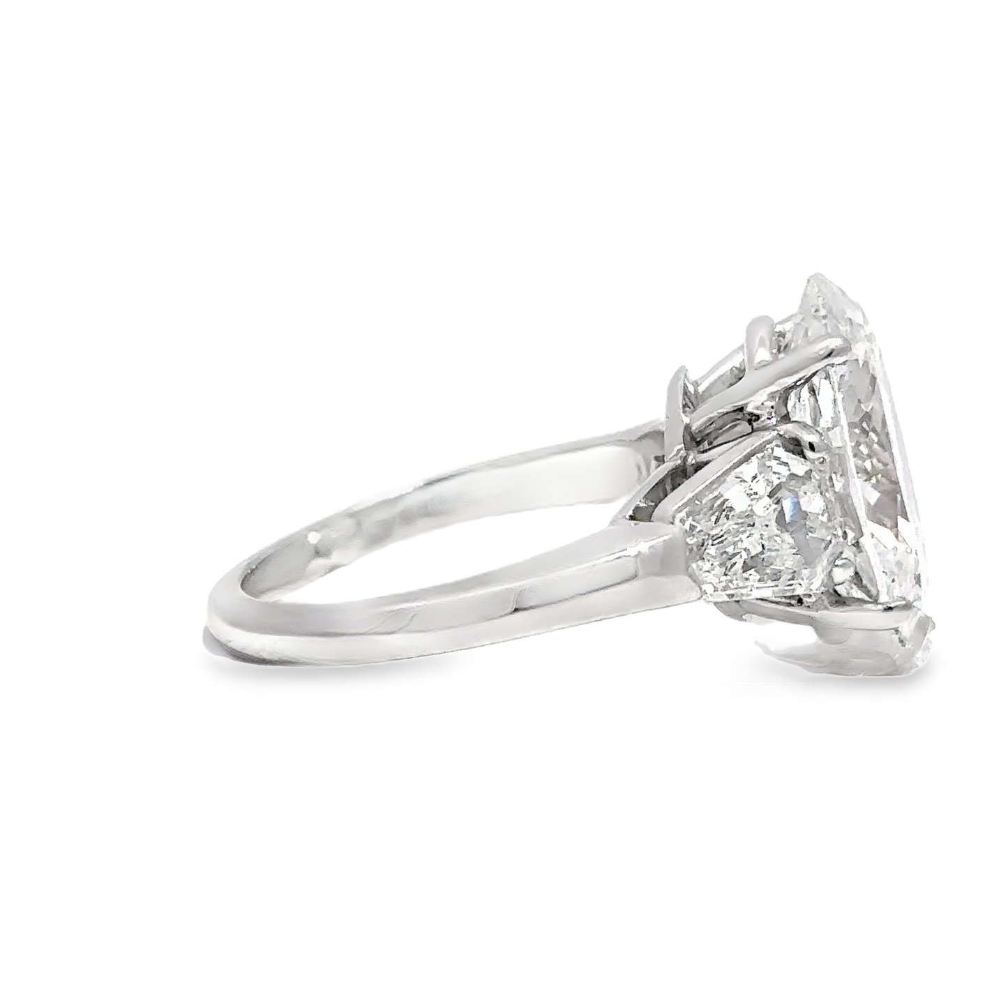 KJ5 Platinum GIA Certified 6.43ct Oval Diamond 3-Stone Engagement Ring