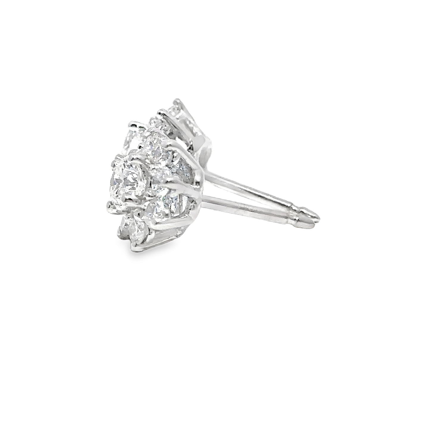 A. Link 1.12ct Flower Diamond Stud Earrings 18K White Gold