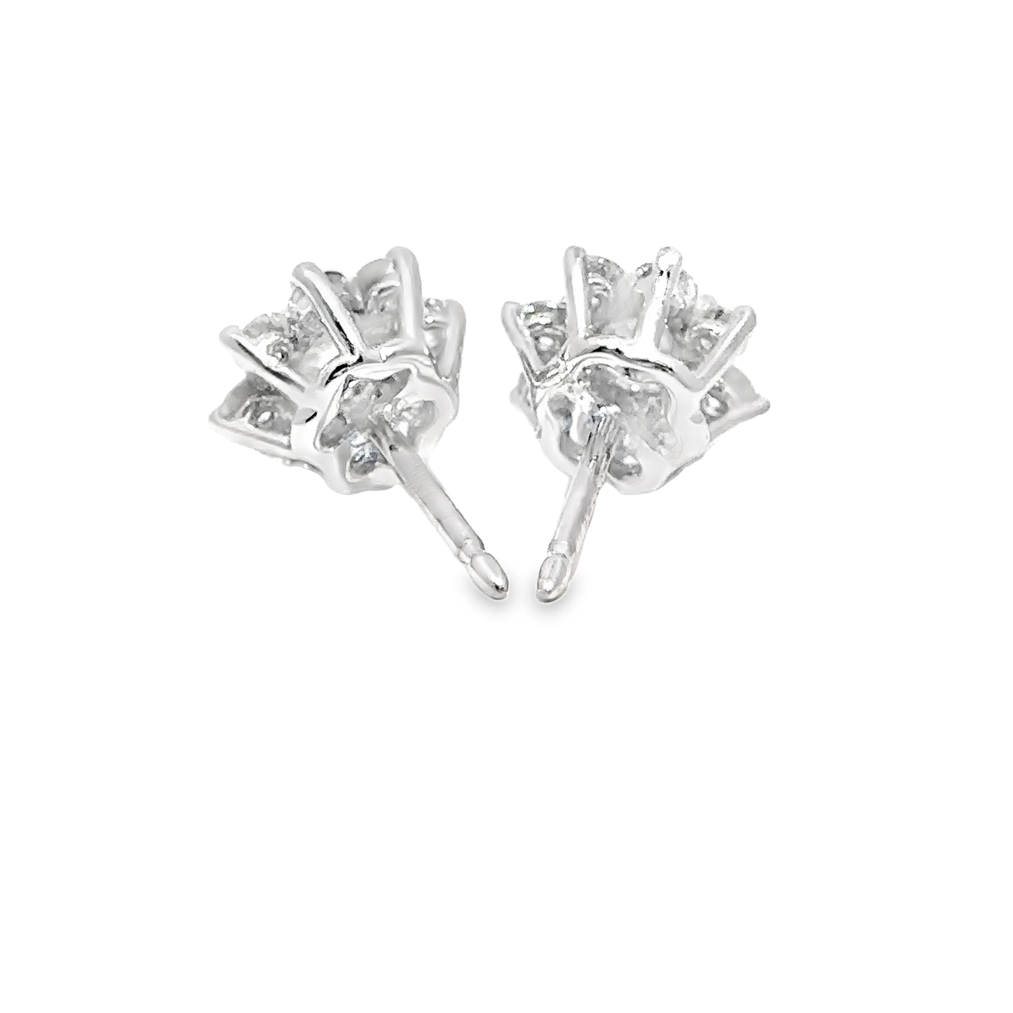 A. Link 1.12ct Flower Diamond Stud Earrings 18K White Gold
