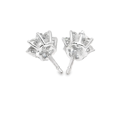 A. Link 1.12ct Flower Diamond Stud Earrings 18K White Gold