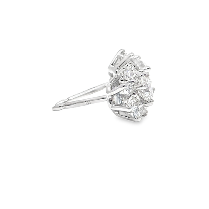 A. Link 1.12ct Flower Diamond Stud Earrings 18K White Gold