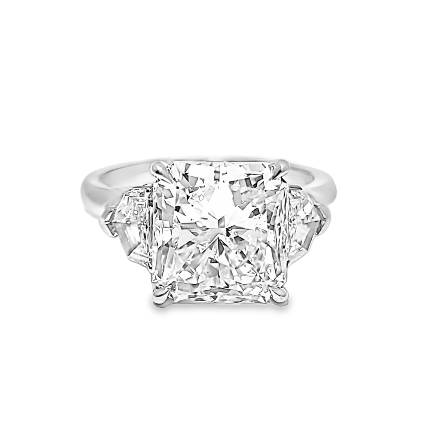 KJ5 Platinum GIA Certified 5.10ct Asscher Cut Three-Stone Diamond Engagement Ring