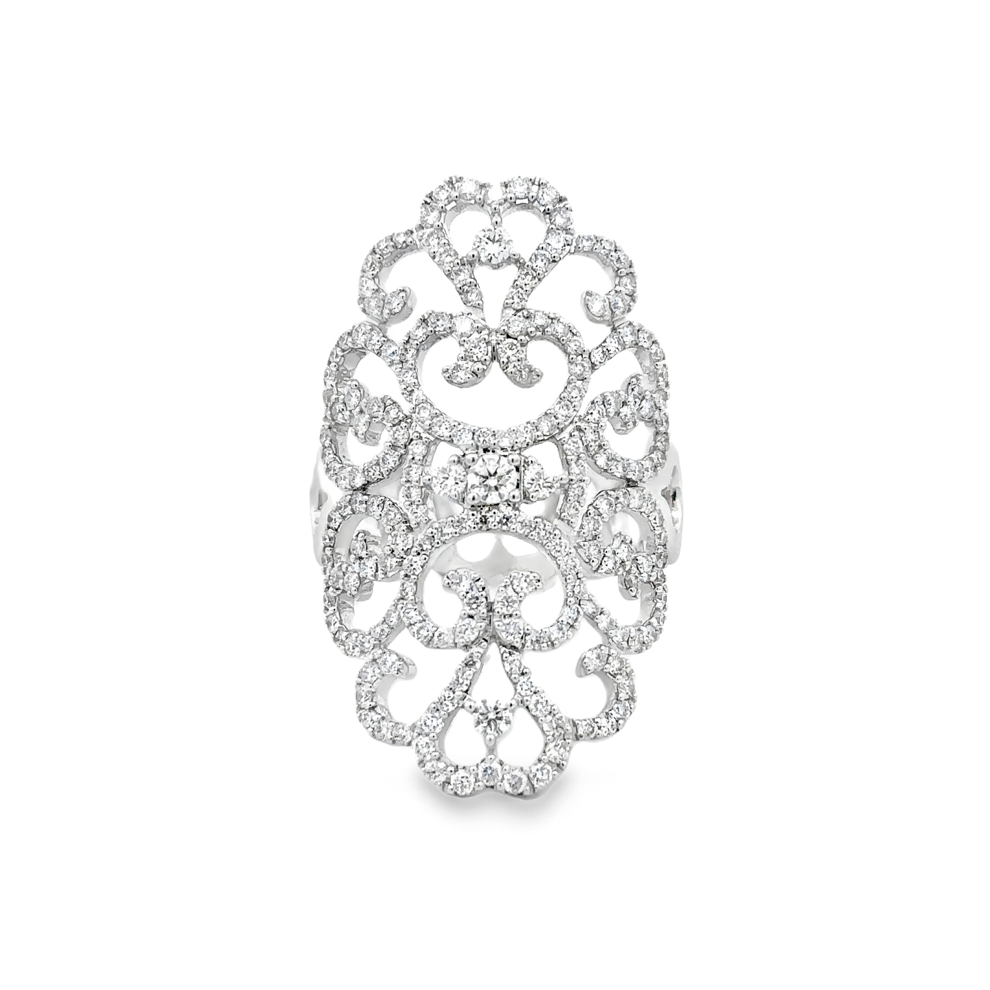King Jewelers Filigree 1.20ct Diamond Ring 14K White Gold