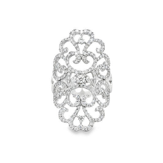 King Jewelers Filigree 1.20ct Diamond Ring 14K White Gold