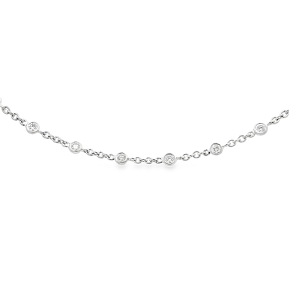 King Jewelers 1.47ct Diamond Station Necklace 18K White Gold