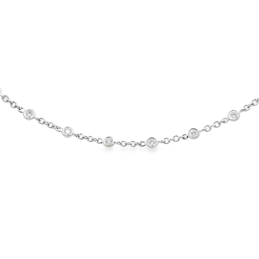 King Jewelers 1.47ct Diamond Station Necklace 18K White Gold