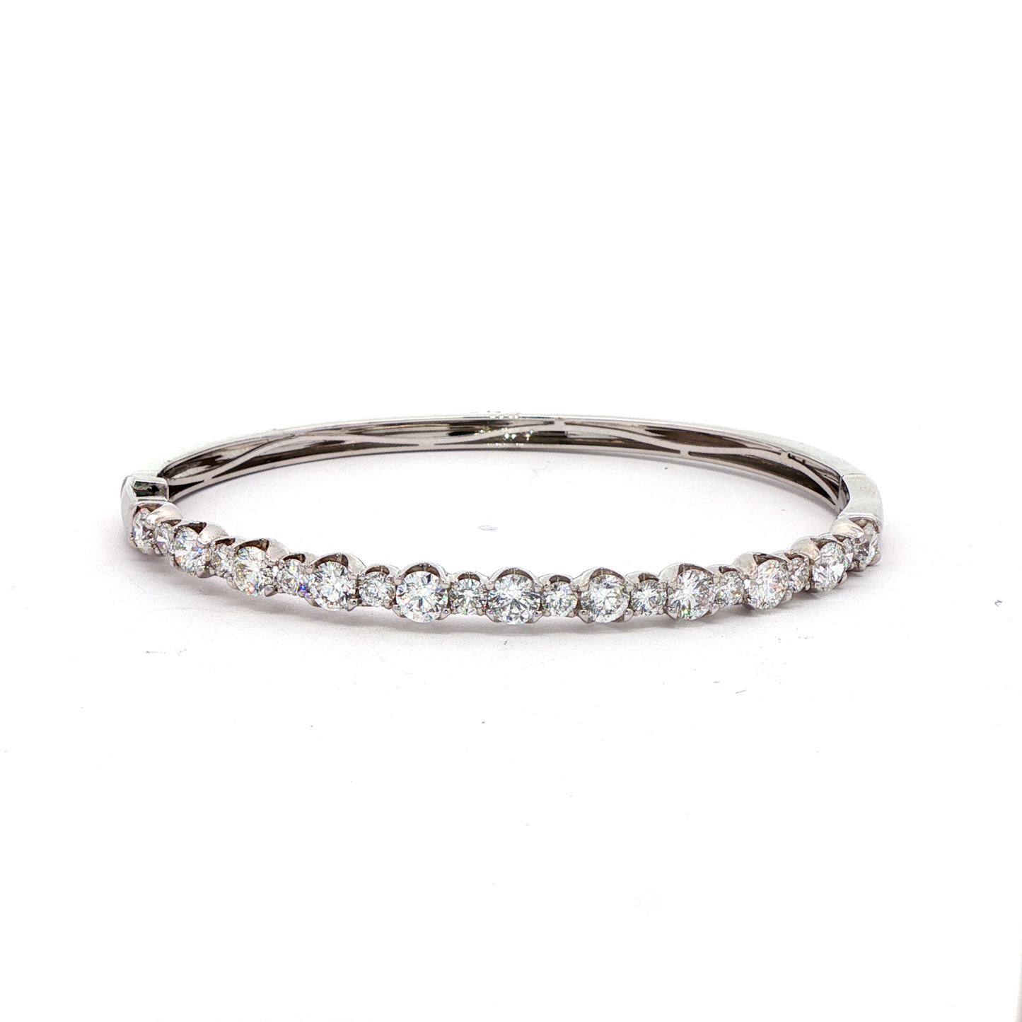 King Jewelers 3 Carat Diamond Bangle Bracelet 18K White Gold