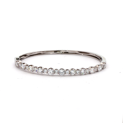 King Jewelers 3 Carat Diamond Bangle Bracelet 18K White Gold