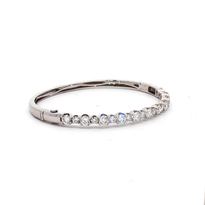 King Jewelers 3 Carat Diamond Bangle Bracelet 18K White Gold