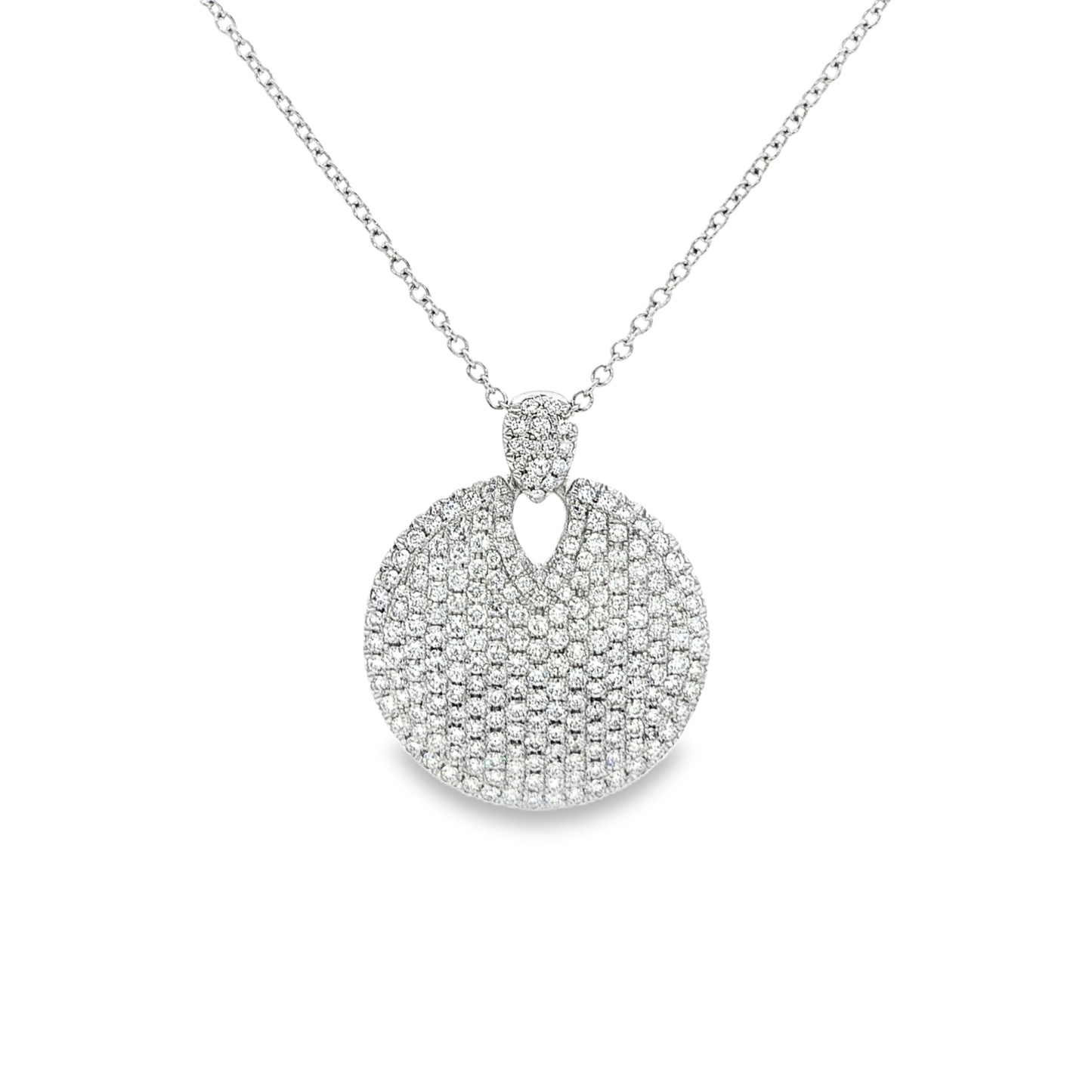 King Jewelers 4.75ct Diamond Disc Pendant Necklace White Gold