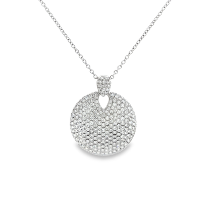 King Jewelers 4.75ct Diamond Disc Pendant Necklace White Gold