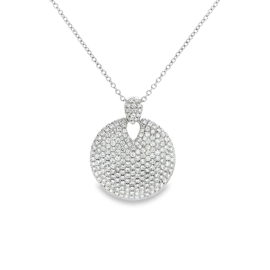 King Jewelers 4.75ct Diamond Disc Pendant Necklace White Gold
