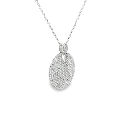 King Jewelers 4.75ct Diamond Disc Pendant Necklace White Gold