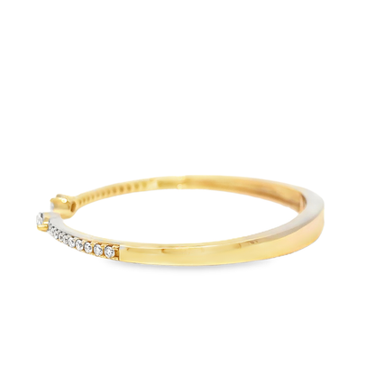King Jewelers Open Diamond Bangle Bracelet 14K Yellow Gold