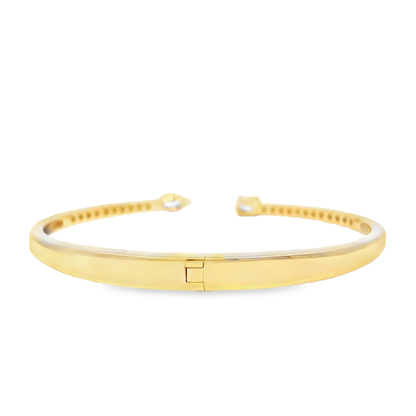 King Jewelers Open Diamond Bangle Bracelet 14K Yellow Gold