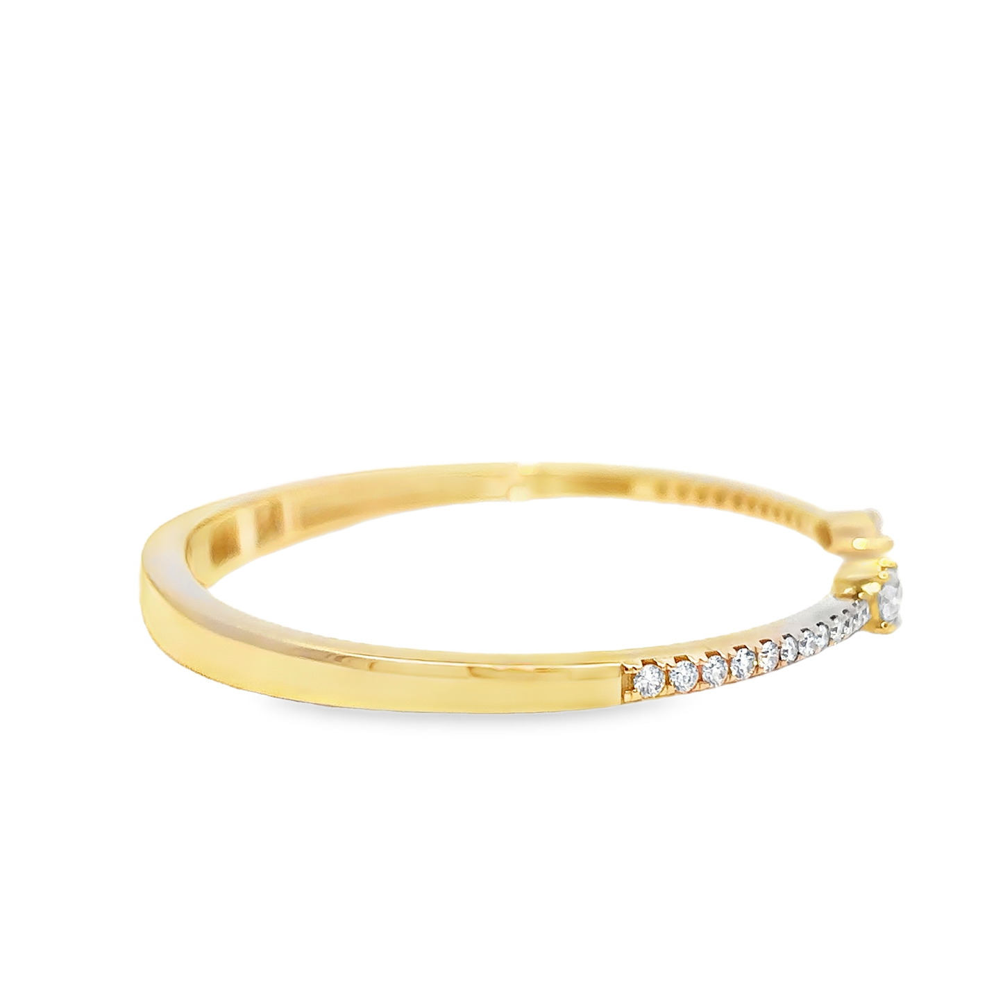 King Jewelers Open Diamond Bangle Bracelet 14K Yellow Gold