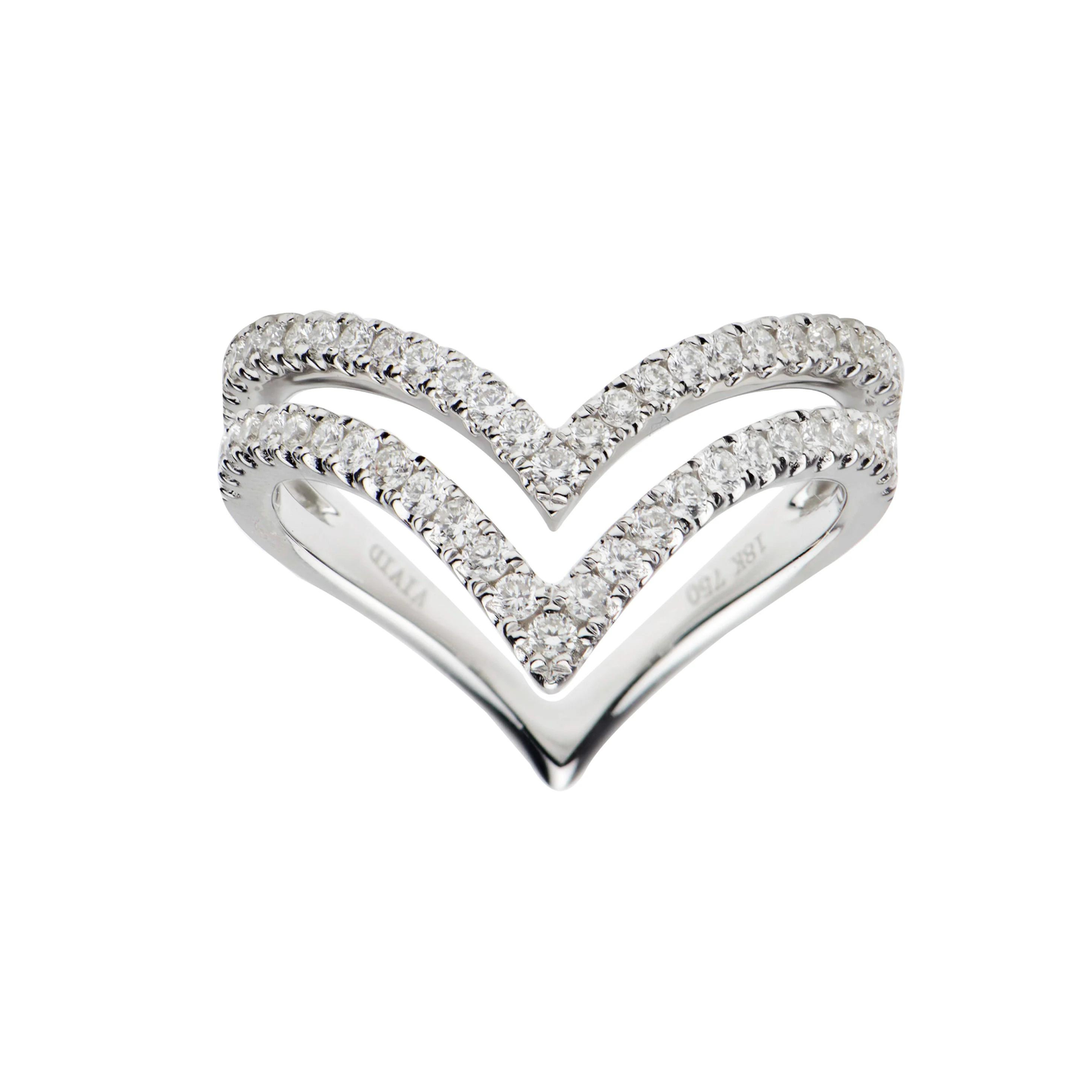 King Jewelers Double Chevron Diamond Ring 18K White Gold
