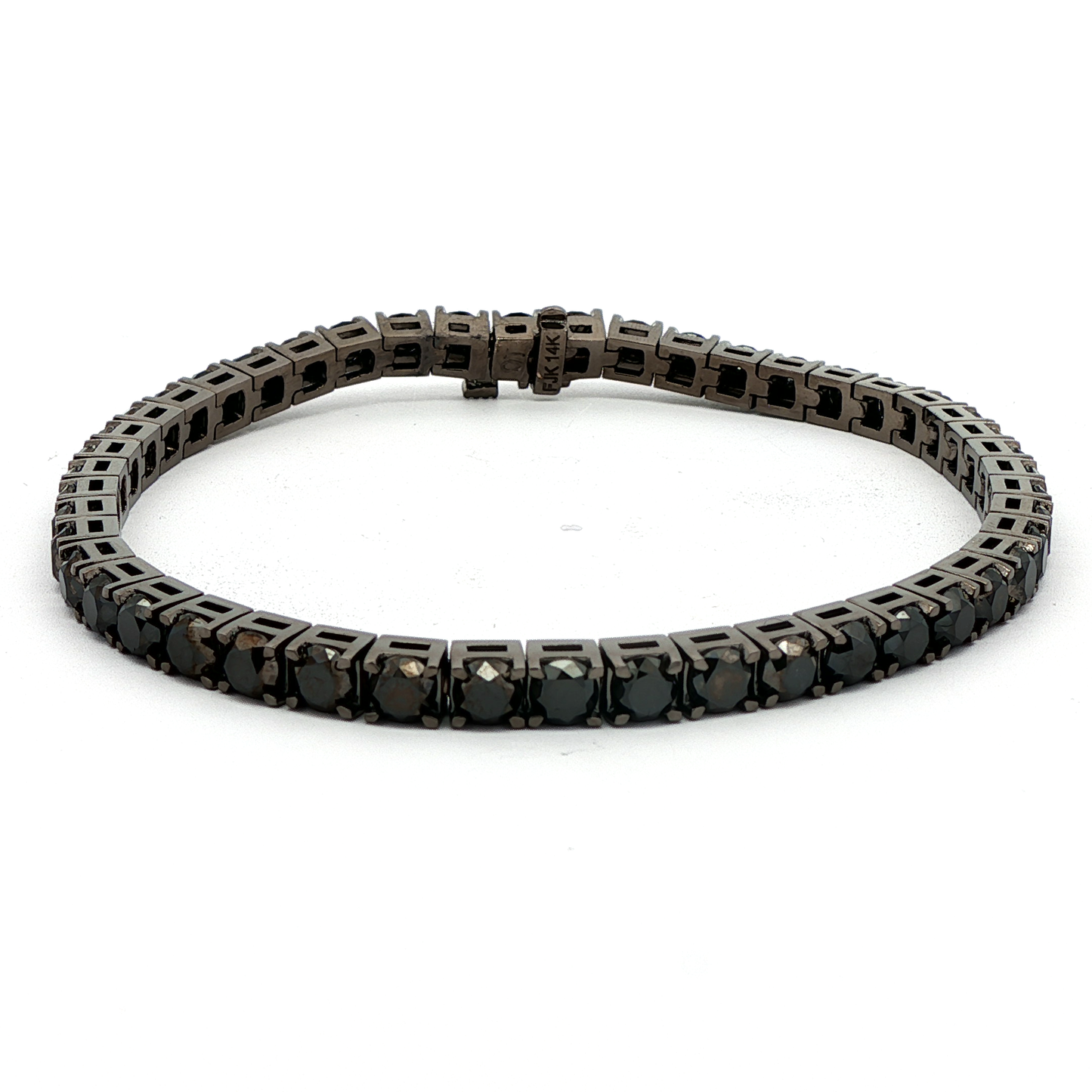 King Jewelers 15.76ct Black Diamond Tennis Bracelet 14K White Gold