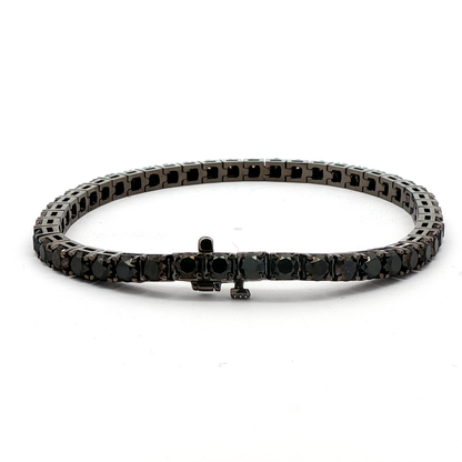 King Jewelers 15.76ct Black Diamond Tennis Bracelet 14K White Gold