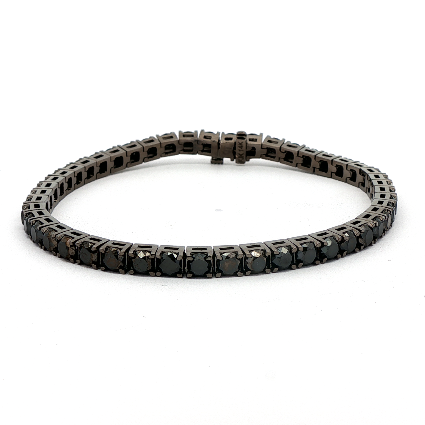 King Jewelers 15.76ct Black Diamond Tennis Bracelet 14K White Gold