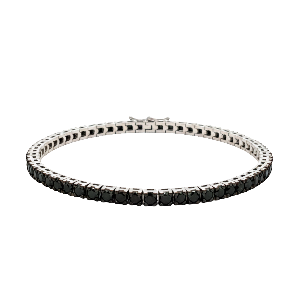 King Jewelers Black Diamond Tennis Bracelet 14K White Gold