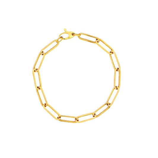 King Jewelers 7" Paperclip Chain Bracelet 14K Yellow Gold