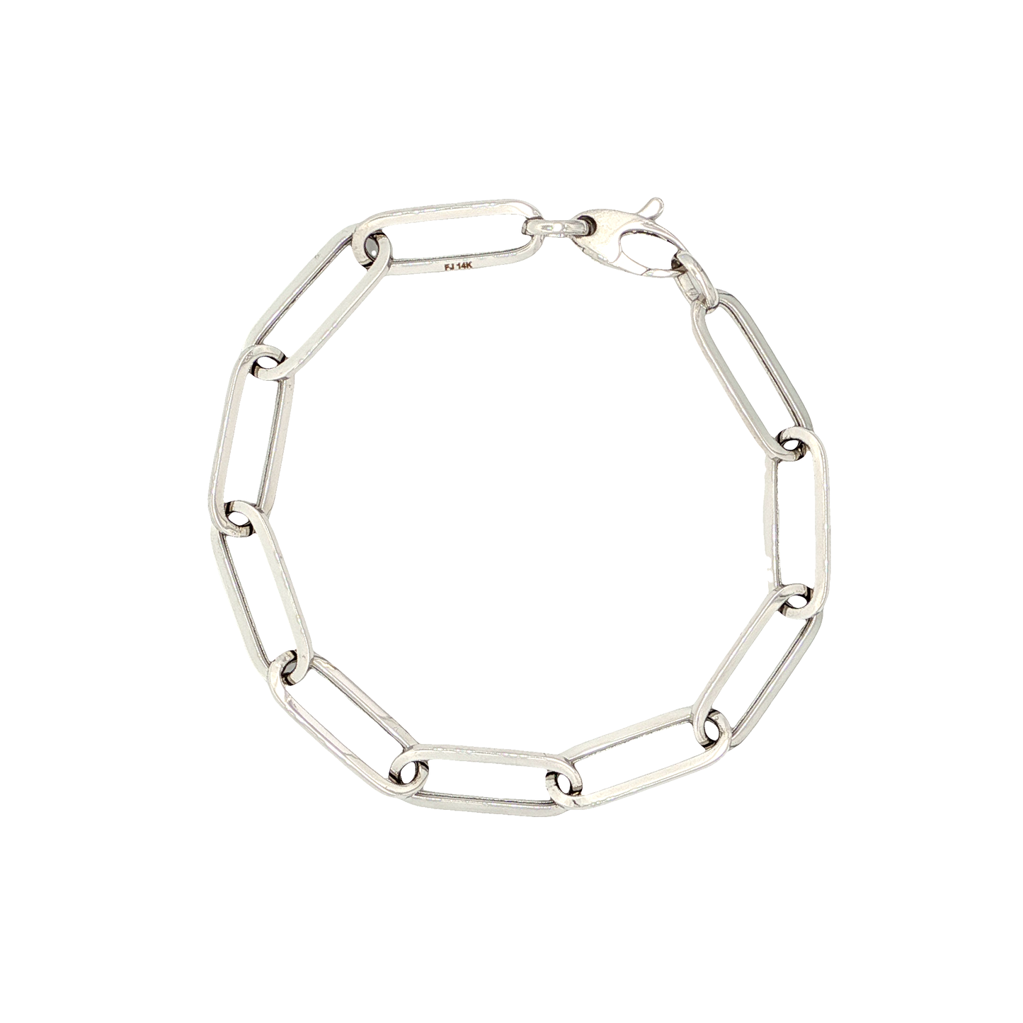 King Jewelers 7" Paperclip Chain Bracelet 14K White Gold